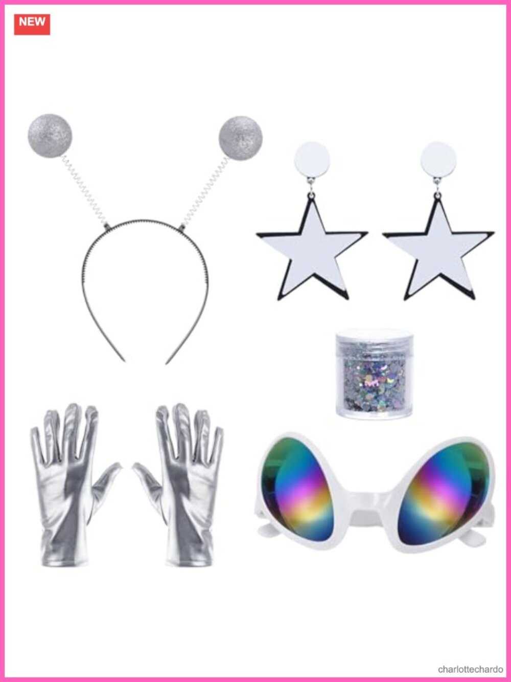 Alien Costume Accessory Set Antenna Headband Glasses Gloves Cosplay Halloween